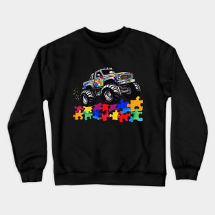 Kids Monster Truck Puzzles Cute Kids Autism Awareness Crewneck Sweatshirt